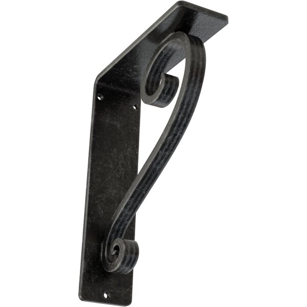 Ekena Millwork Edwards Wrought Iron Bracket, (Triple center brace), Antiqued Silver 2"W x 5 1/2"D x 8"H BKTM02X05X08TEDASV - main